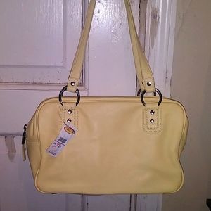🌹💞Leather📣Talbots Pretty lil Genuine Leather Sunny Yellow Handbag